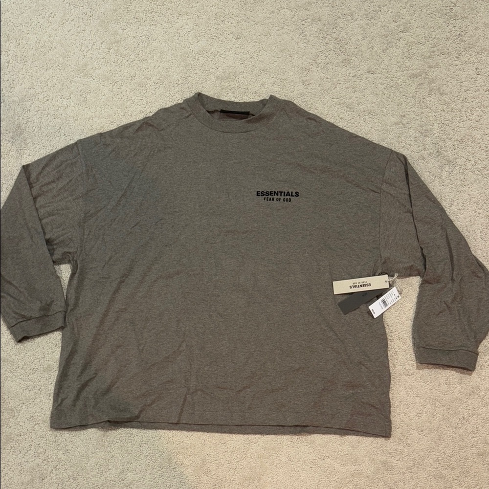 NWT Fear of God Essentials XL Long Sleeve Gray Tee